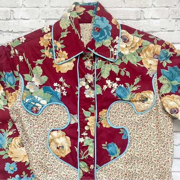 Vintage 70s Floral Western Pearl Snap Shirt - Picture 4 of 12